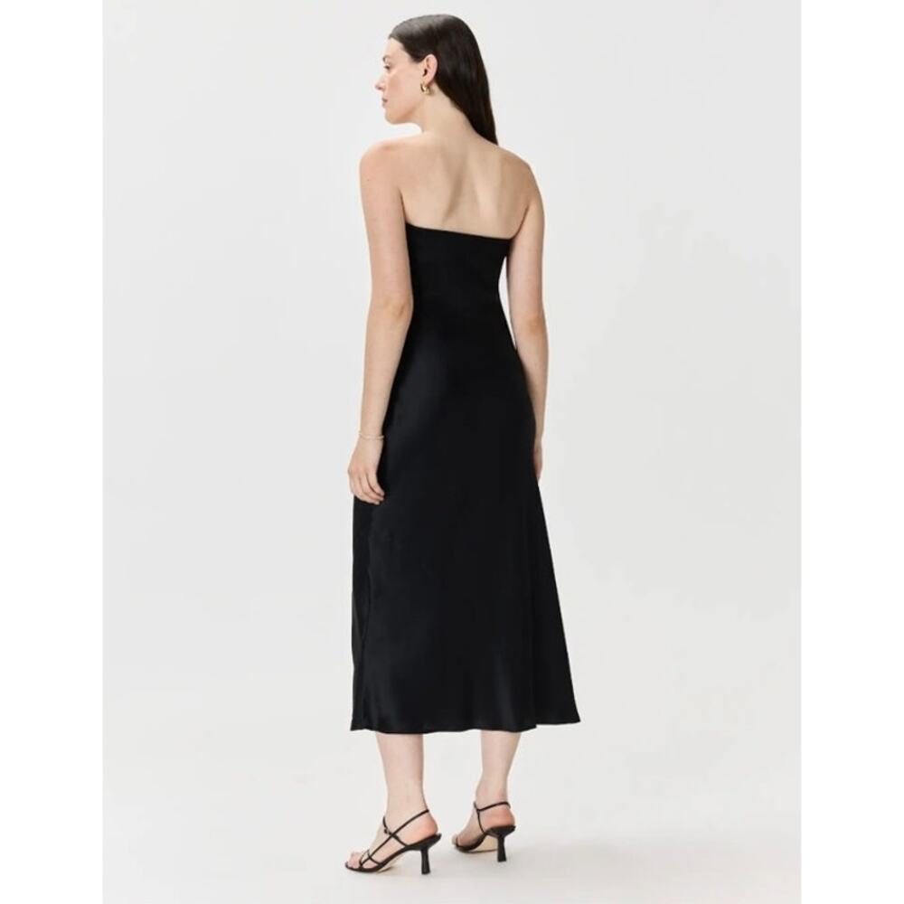 Quince Washable Silk Strapless Midi Dress - Navy Size S NWT - Picture 3 of 6